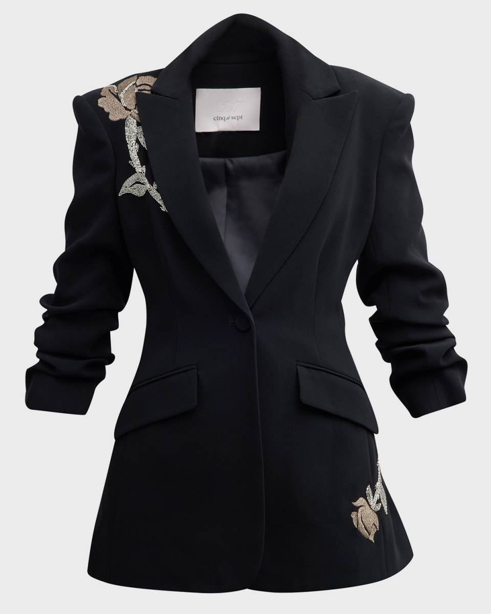 Eva Rose-Embellished Crepe Blazer